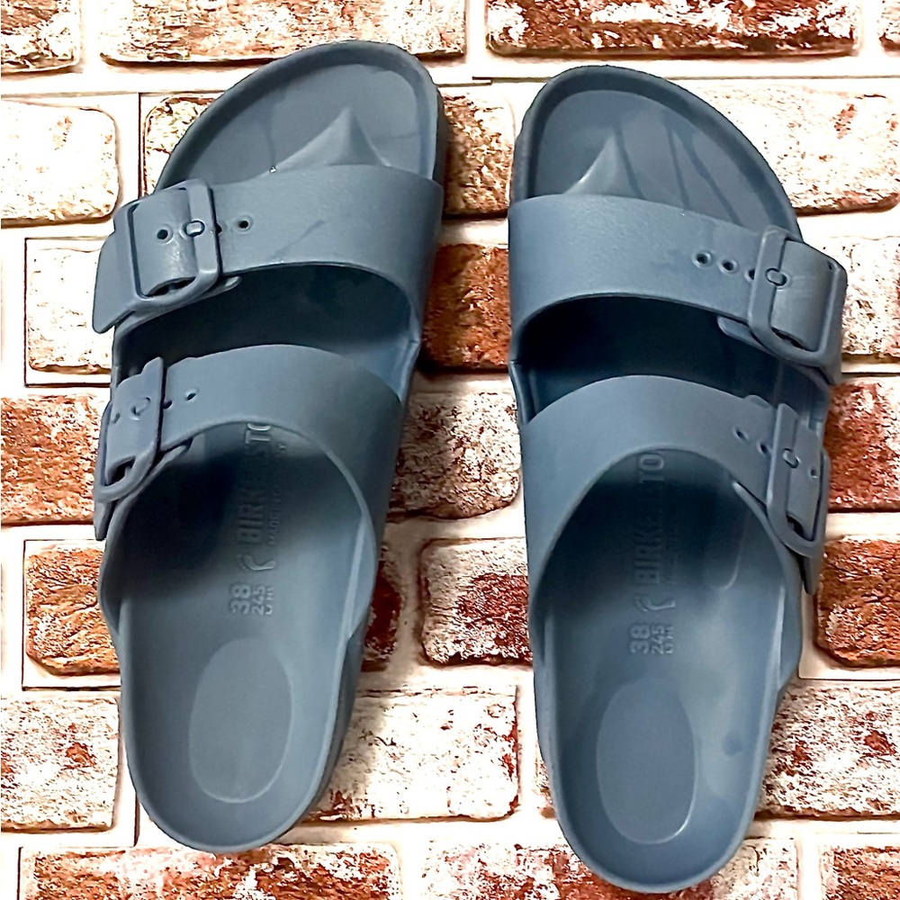 Birkenstock Arizona Sandals. Worn twice. Nearly new. Blue.